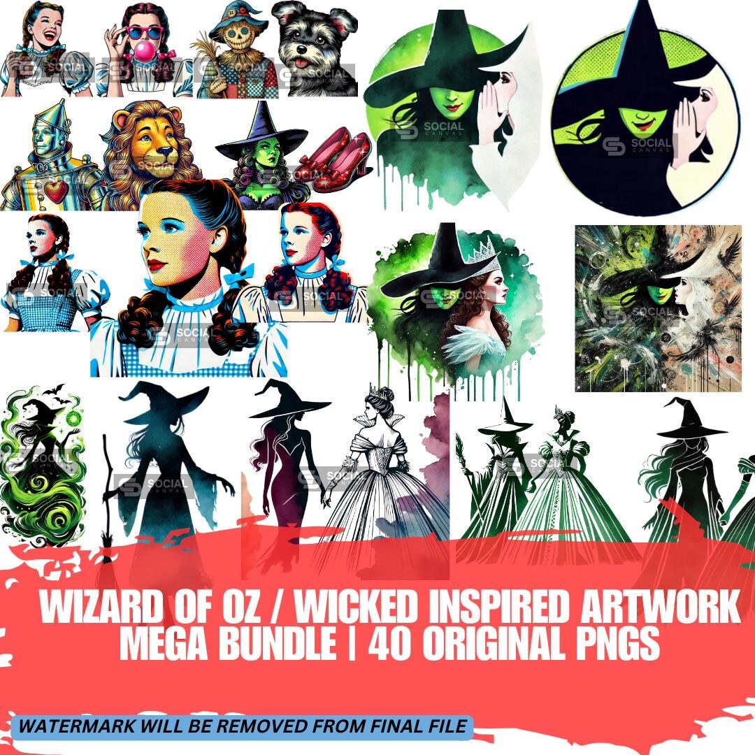 Wizard of Oz and Wicked-inspired Digital Art Mega Bundle 40 Original ...