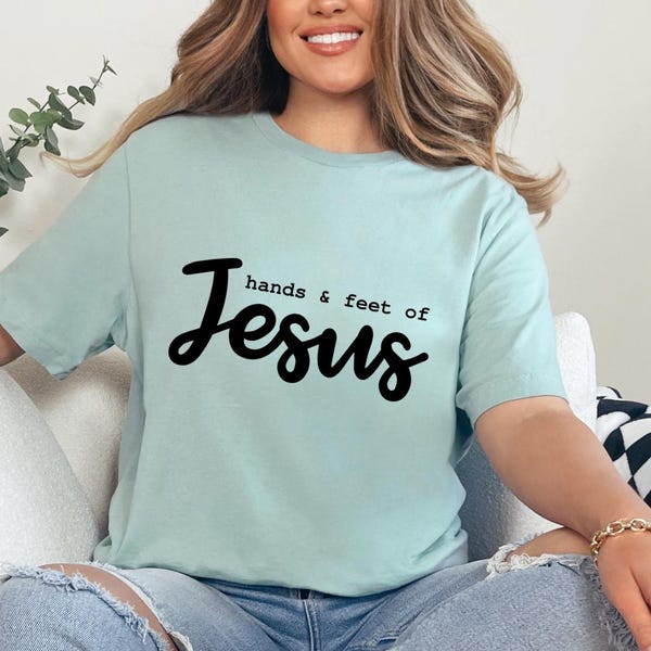Hands and Feet of Jesus Graphic Tee - Galatians 5:13 - Christian Women's Shirt