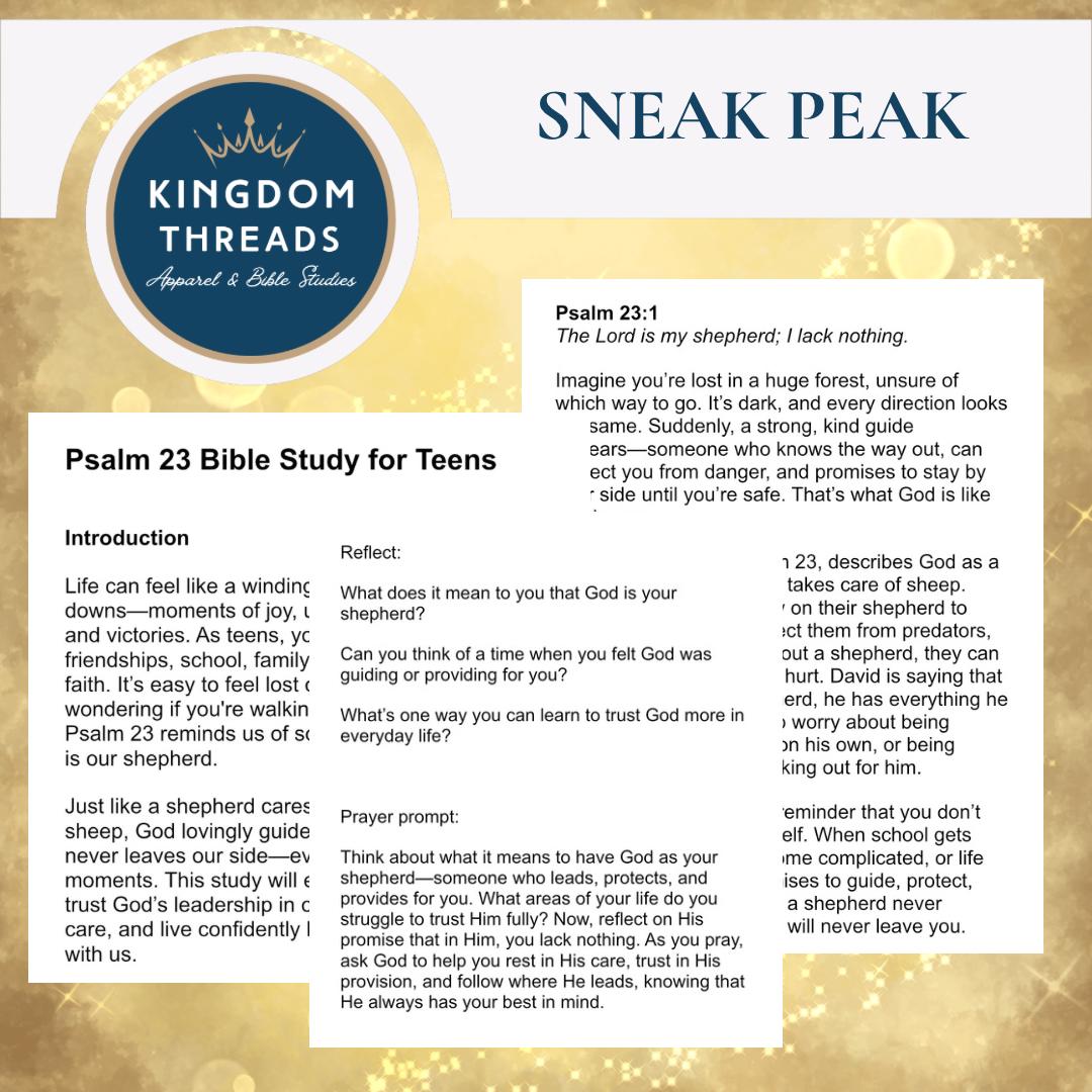 Psalm 23 Bible Study for Teens: Youth Group Devotional (digital Files ...