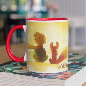 The Little Prince Ceramic Mug - Color Red - 11 oz - Personalized Le petit Prince