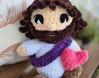 Handmade Cuddly Jesus Plushie, Faith-Inspired Custom Baby Shower, Christian, or Baptism Gift for Kids Adults Crochet Christ Doll