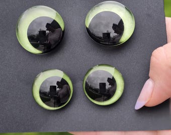 Midnight Fury Safety Eyes: Green Resin Eyes for Crochet Amigurumi (16-40mm)