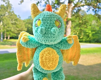 Handmade Crochet Dragon Plushie: Soft Amigurumi Fantasy Toy
