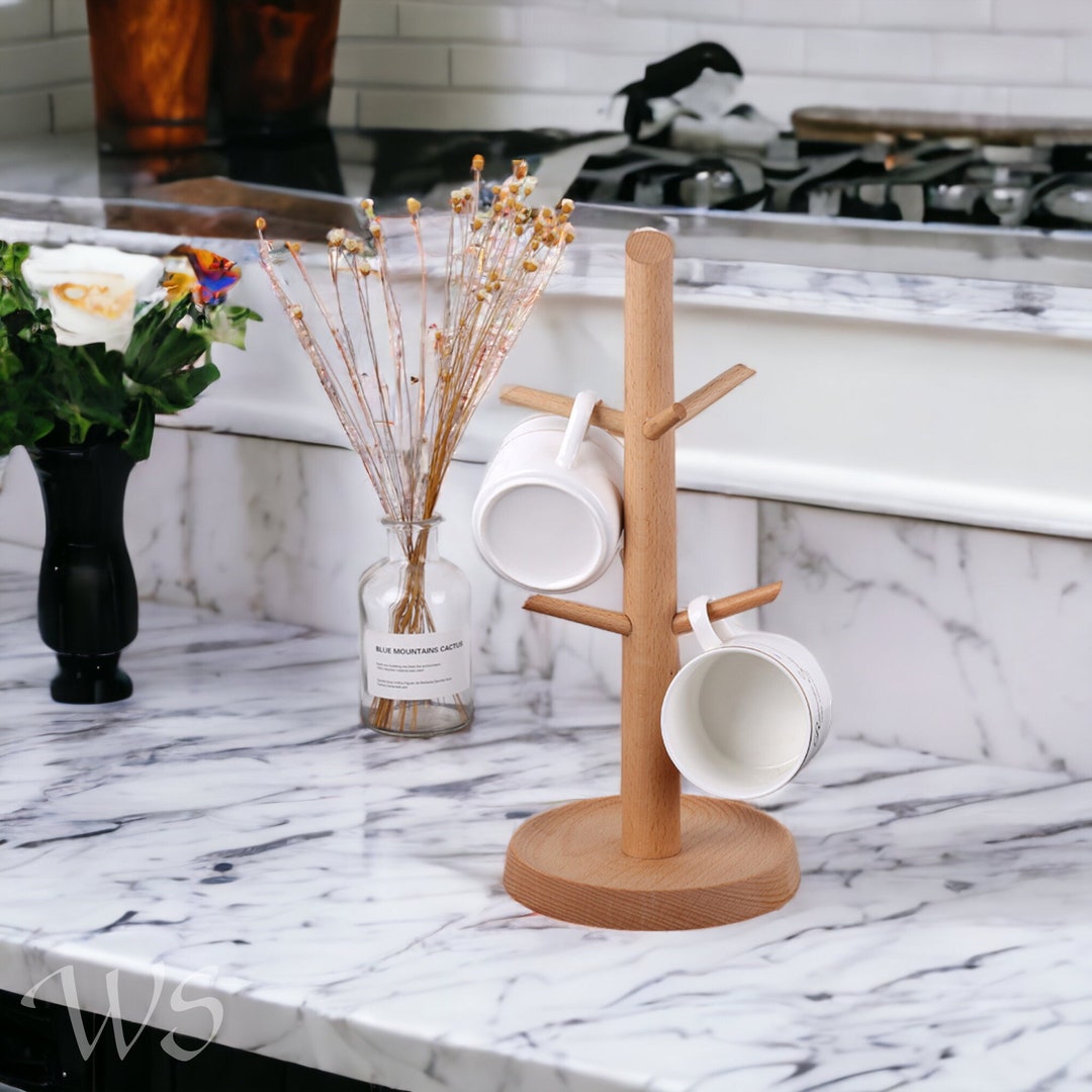 Wooden Tea Cup Holder Wooden Coffee Glass Rack for Kitchen Etsy