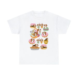 Unisex Wite Beagle and Sweets Art T-Shirt