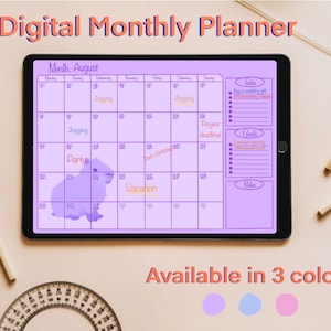 Digital planerare, GoodNotes-planerare, iPad-planerare, Notability-planerare. Mall för daglig, veckovis och månadsvis.