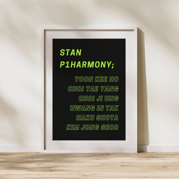 P1HARMONY POSTER / p1ece / kpop / room decor / minimalistic / green / keeho / theo / jiung / intak / soul / jongseob