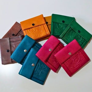 CONJUNTO DE 5 Porta-moedas de couro genuíno para homens e mulheres, resistente, fecho de mola, pequena bolsa para moedas