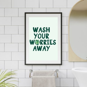Trendy Bathroom Print Minimalist houseplants monstera Poster College Bathroom Art Cute Quote Decor Funny Bathroom Wall Art Print Digital