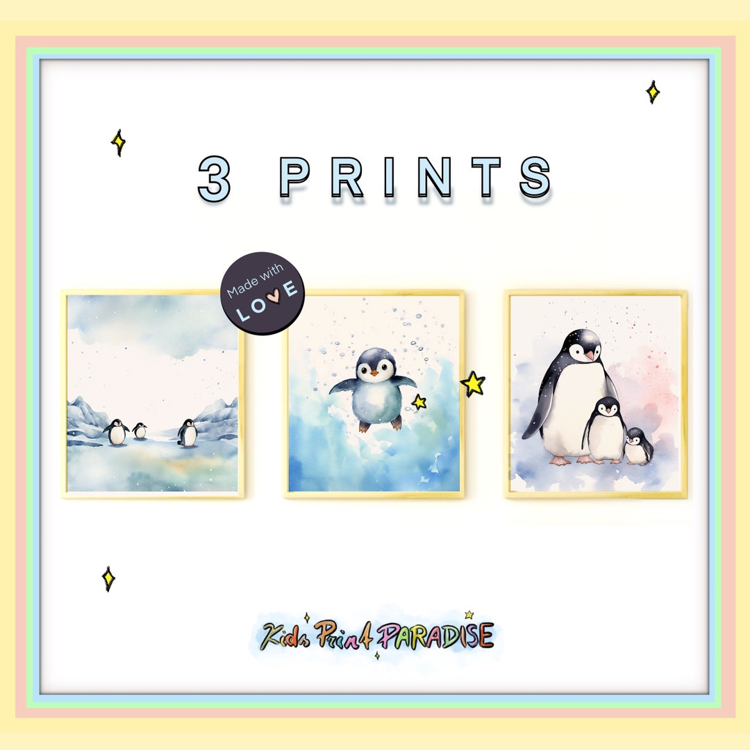 Baby Penguin Print Watercolor Animal Print Penguins Watercolor Art ...