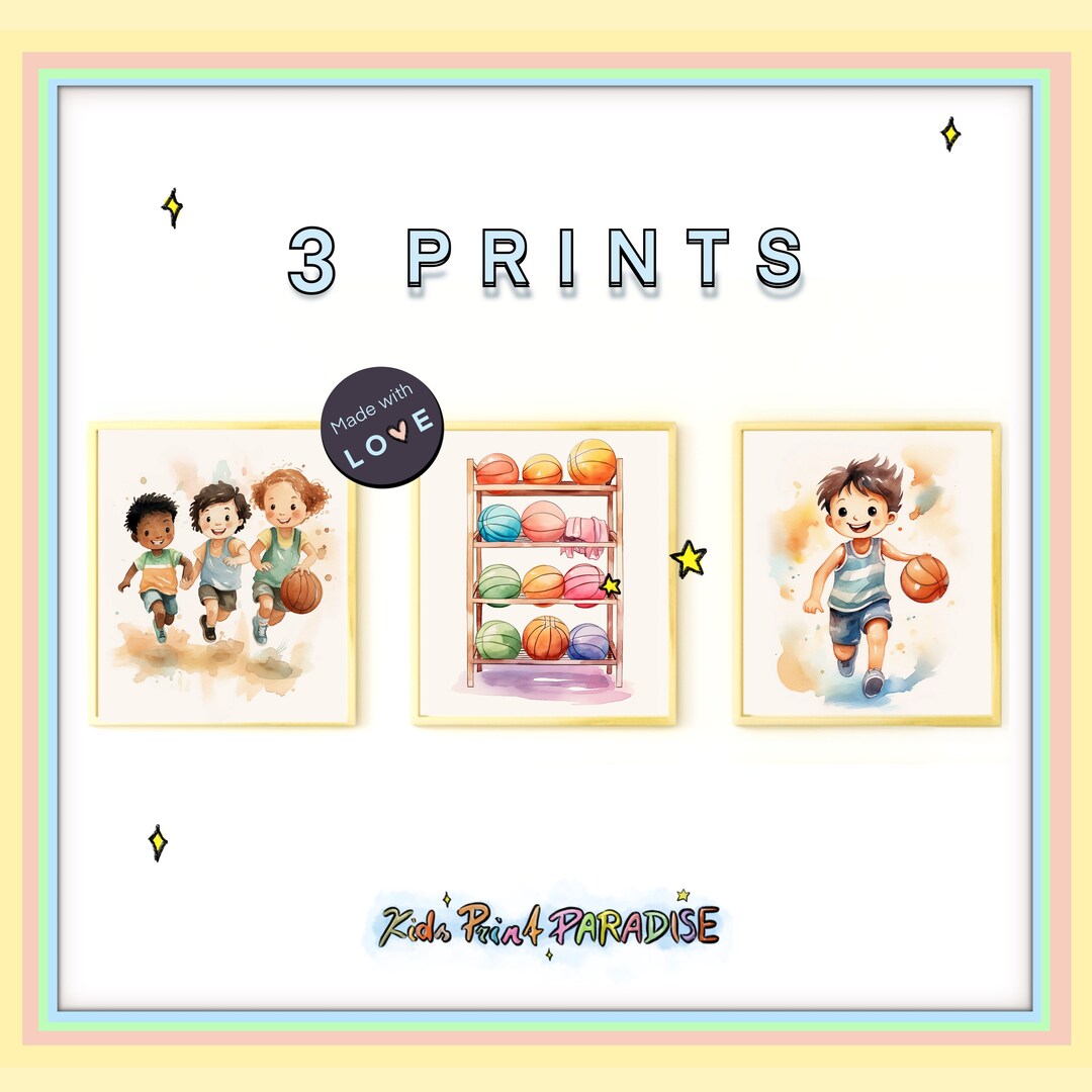 Kids Basketball Nursery Decor Educational Sports Poster for Toddlers