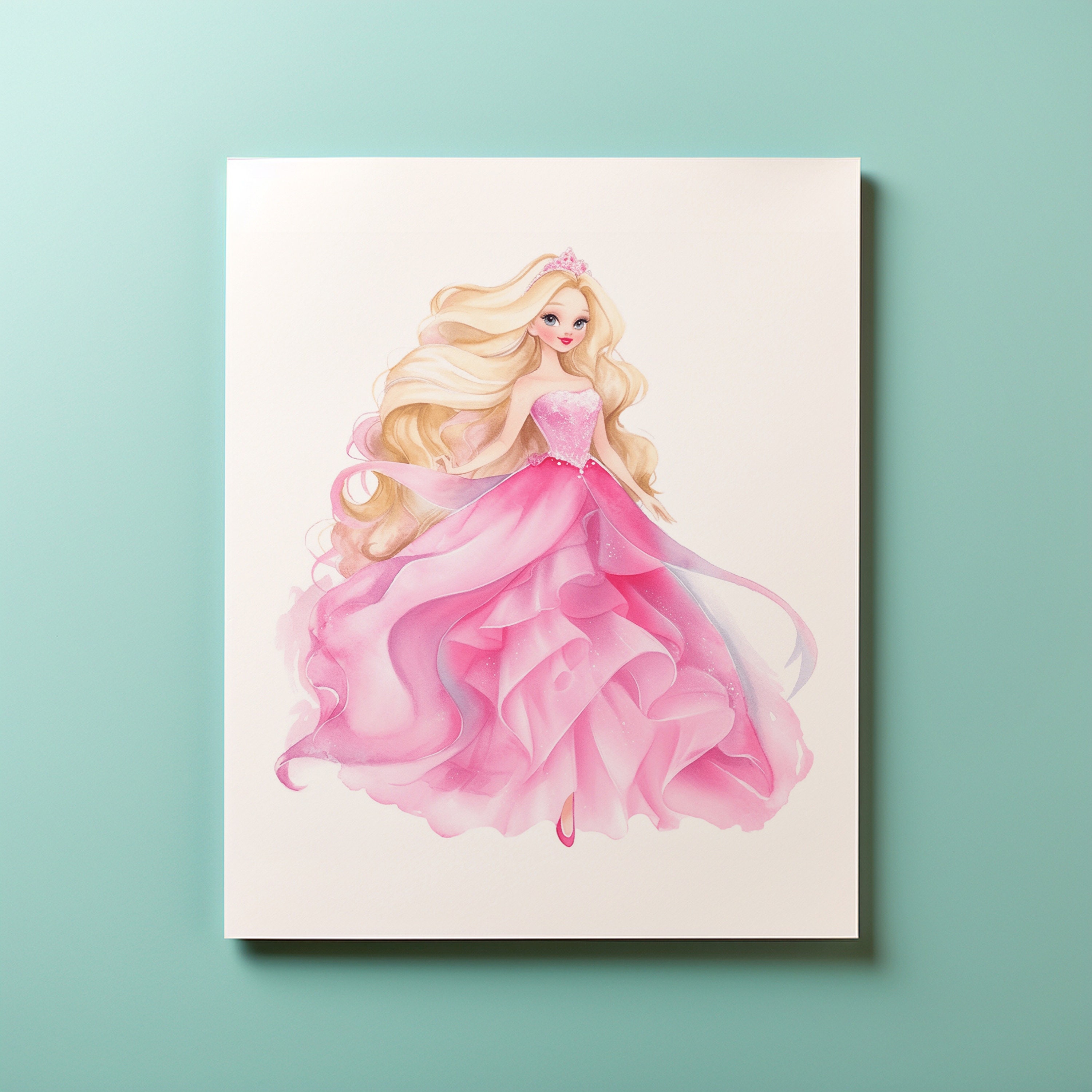 Set of 6 Pink Barbie Print Set Printable Wall Art Girls Room Decor Kids ...