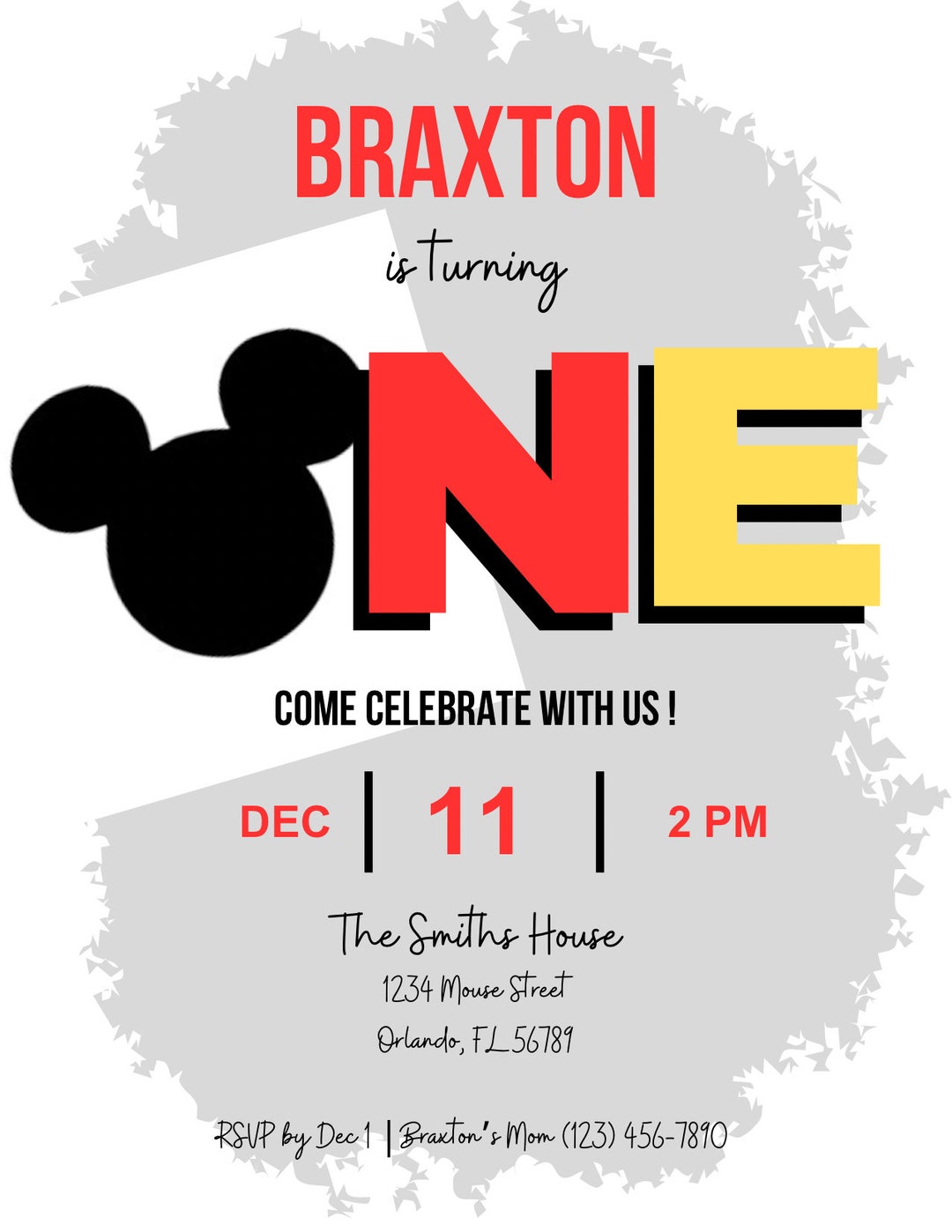 Mickey Mouse Birthday Party Invitation Etsy Australia