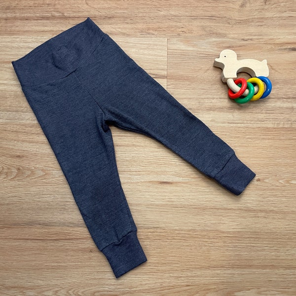 Wolle Seide Leggings Hose Baby Kinder Blau