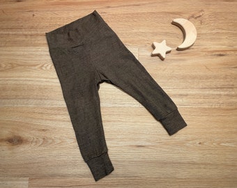 Pantalon Legging Laine Soie Bébé Enfant Marron