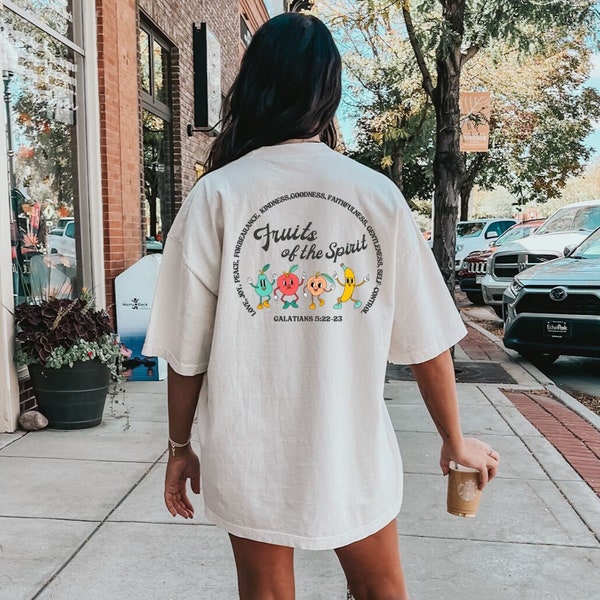 Fruits of the Spirit | unisex oversized tee |  Christian graphic tshirt | Christian gifts | Comfort Colors | back design shirts