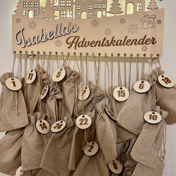 Personalisierter Adventkalender, Weihnachtsdeko, Kinder Adventskalender, Weihnachten, personalisiert, Kinderzimmer, Dekoration, Geschenk