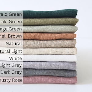 Linen fabric samples, linen swatches set, linen samples for shower curtain, bedroom curtains, tablecloths, couch covers, linen gifts and etc