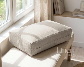 Linen Cushion Cover, Zippered Pillowcase, Custom Size Seat Cover