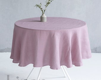 Stonewashed European Linen Tablecloth, Round or Oval, Custom Size Available