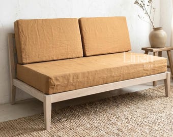 Linen Mattress Cover | Linen Bench Cushion Cover | Custom Linen Seat Cover | Daybed Cushion Cover | Handmade Linen Cushion Slipcover