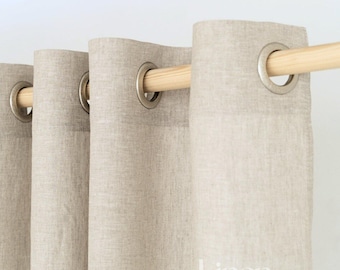 Cortina de lino con ojales, panel de cortina semitransparente, cortina extralarga, cortina a medida con ojales, tratamiento de ventana - 1 panel