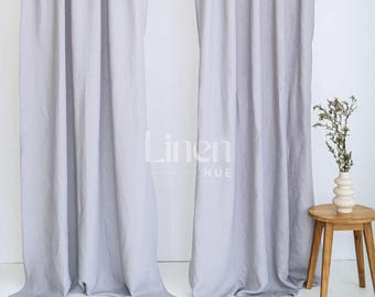 Linen Curtain Panel, Semi Sheer Linen Drape with Back Tabs, Natural Linen Window Curtain, Custom Curtain - 1 linen drape