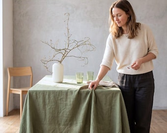 Wide Linen Tablecloth, Natural Linen Table Cloth, Dining Table Cloth, Extra Long Table Cover, Custom Tablecloth