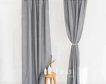 Semi Sheer Linen Curtain, Tab Top, Extra Long, Farmhouse Boho Window Treatment (1 Panel)