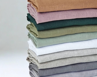 Linen Shower Curtain with Waterproof Lining, Buttonholes Top, Custom Shower Drape
