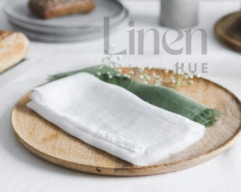 Serviette de table | Ensemble de serviettes en lin | Serviettes en tissu à franges | Serviettes en tissu | Cocktail à bords bruts | de table en lin | Cadeau pour elle