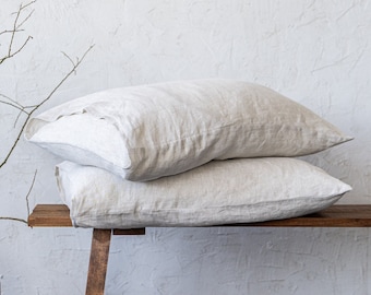 Linen Pillow Covers Set of 2, Bed Sham Covers, 100% Natural Linen Pillowcases, King Queen Standard Custom Pillow Cases, Throw Pillow Covers