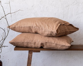 Linen Pillowcase Set of 2 - Linen Sham Covers - King Queen Standard Euro Deco Custom Pillow Cases - Throw Pillow Cover - Linen Bedding