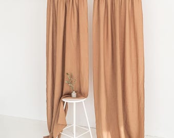Semi Sheer Linen Curtain, Rod Pocket Curtain, Extra Long Curtain, Custom Linen Drape - 1 Panel