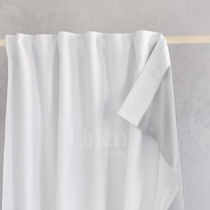 White linen blackout curtains set of 2 panels, darkening bedroom curtain drapes, linen curtains with blackout lining, custom lined curtains
