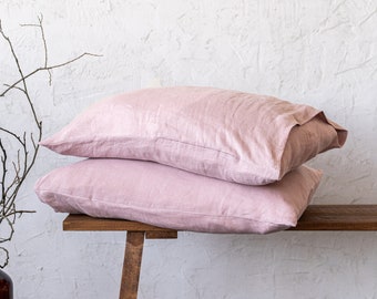 Bed Pillow Covers Set of 2, Linen Sham Covers, 100% Natural Linen Pillowcases, King Queen Standard Custom Pillow Cases, Throw Pillow Covers