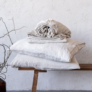 Linen Sheet Set: Bed Fitted Sheet, Bed Flat Sheet, and 2 Pillowcases, King Bed Sheet Set, Queen Bed Sheets Set, Custom Bedding, Linen Sheets