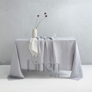 Natural Linen Tablecloth, Handmade Table Cloth, Rectangle Table Cover, Oval Tablecloth, Soft Custom Tablecloth, Stonewashed Table Linens