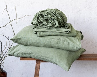 Bed Sheet Set, Linen Sheets, Queen Size Bed Sheets Set, King Bed Sheet Set, Custom Bedding - Fitted Sheet, Flat Sheet, and 2 Pillowcases