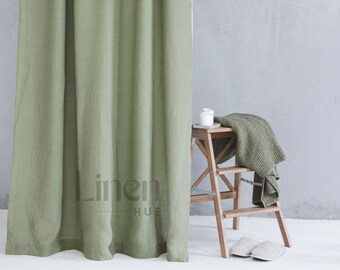 Waterproof linen shower curtain, water resistant shower curtain, long shower curtain, bath curtain, linen fabric shower curtain