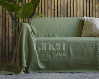 Linen Couch Cover, Natural Linen Sofa Slipcover, Furniture Protector, Removable and Machine Washable Sofa Cover, Chic Couch Slipcover