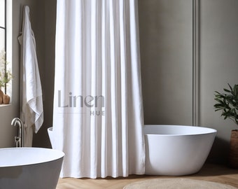 Waterproof linen shower curtain panel, water resistant shower drape, long shower curtain, bath curtain with liner, custom curtain