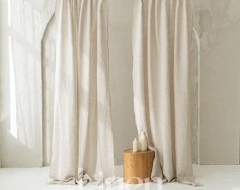 Living Room Curtains, Bedroom Curtains, Kitchen Curtain, Linen Curtains With Back Tabs, Set Of 2 Curtains, Semi Sheer Linen Window Curtains
