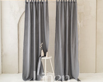 Cortina de lino semitransparente con trabilla, extra larga, para sala de estar, dormitorio y a medida (1 panel)