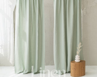 Linen curtains with back tabs, semi sheer curtains set of 2 panels, living room curtains, kitchen curtains, bedroom drapes, custom curtains