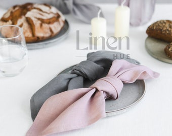 Ensemble de serviettes de table en lin, serviettes de table en lin lavé, serviettes de table de mariage, serviettes en vrac, serviettes de table personnalisées, idée cadeau pour maman