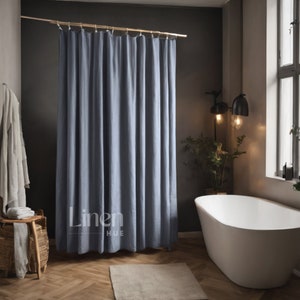 Waterproof Linen Shower Curtain Panel | Bath Curtain | Long Shower Drape | Bathtub Curtain | Custom Curtain |  Bathroom Curtain
