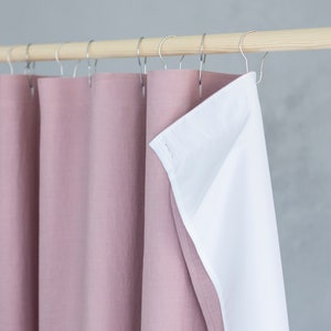 Shower curtain with liner, linen bathroom curtain, long shower curtain, custom bath curtain, waterproof curtain, bathroom curtain panel