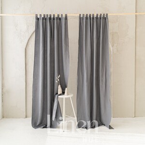 Linen Curtains with Tabs, Semi Sheer Curtains, Set of 2 Drapes for Living Room or Bedroom, Extra Long Curtains, Custom Curtain Panels