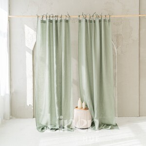 Linen Curtains Tie Top, Semi Sheer Curtains, Set of 2 Curtains, Extra Long Curtains, Bedroom Curtains, Living Room Curtains, Window Curtains